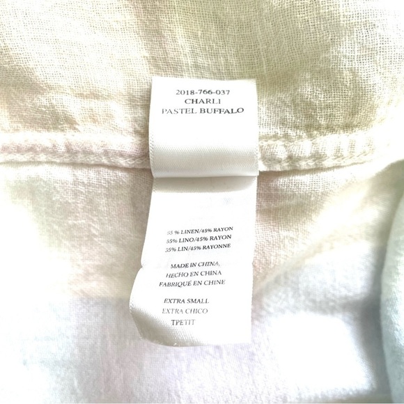 Rails Charli Pastel Buffalo Button Down Shirt Linen Blend - Picture 12 of 16